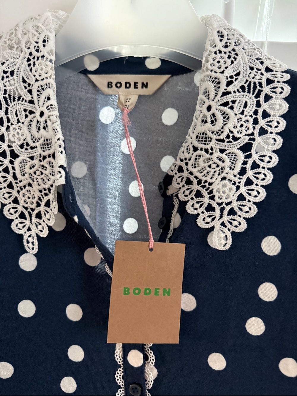 NWT BODEN NESSA BRODERIE COLLAR POLKA DOT BLOUSE US 4 - Picture 8 of 14